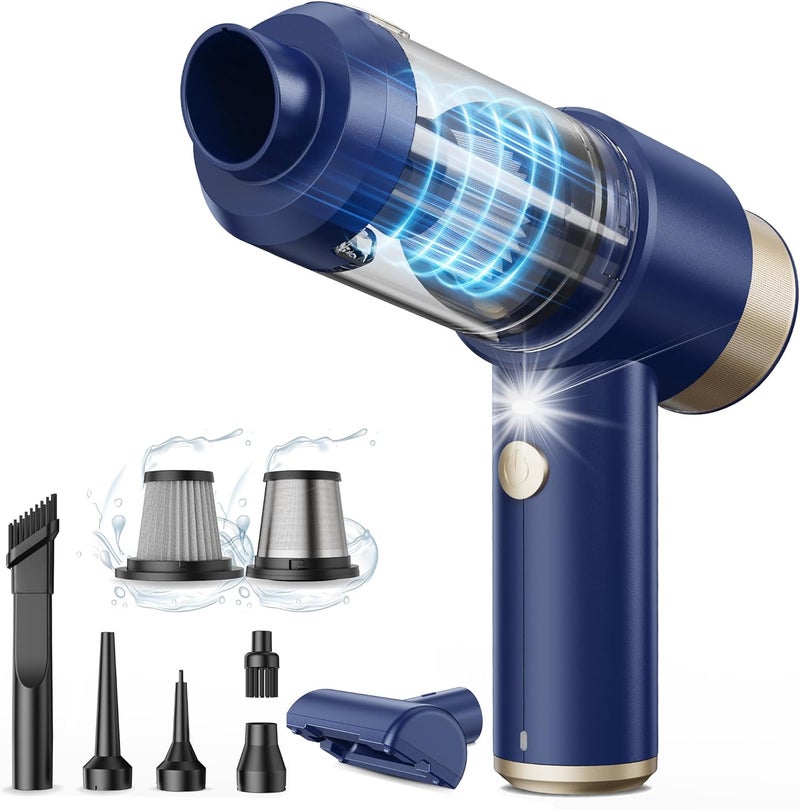 Mecanto Car Vacuum Handheld Vacuum Cleaner, 15000PA Suction, Mini Vacuums with Air Duster and Blower, Portable Hand Held Vacuum for Car, House, Crumbs, Hair (Blue) - Image 1